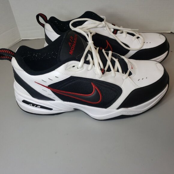 Nike Mens Air Monarch IV 416355-101 White black red Running Shoes Sneakers Sz 13 - Picture 10 of 12